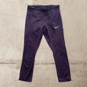 Nike dri fit Nike running capri leggings Women’s Cropped Deep Purple Mesh Size S